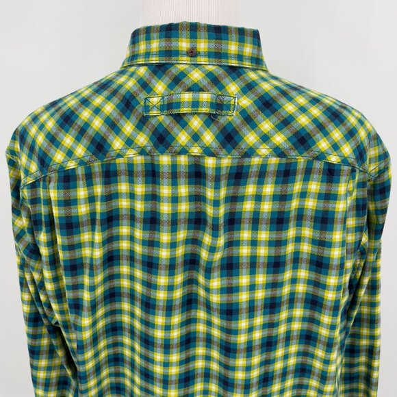 Duluth Trading Co Men's XL Extra Large Flannel Shirt Green/Yellow Plaid Cotton/P - Picture 4 of 6